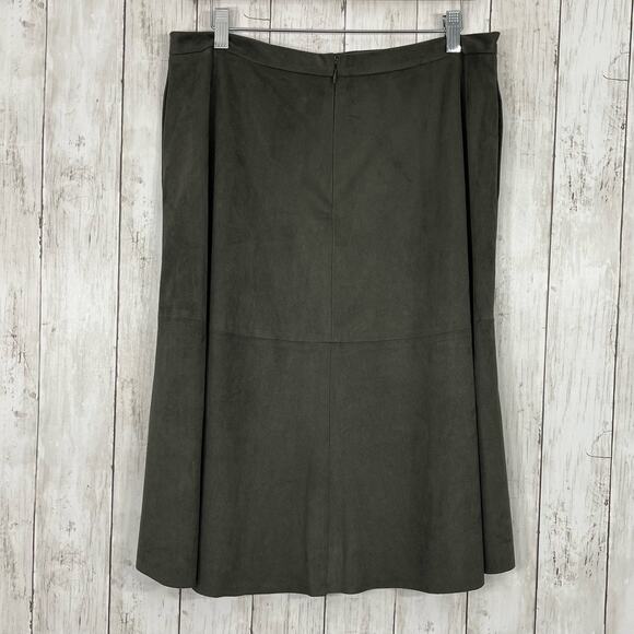 Vince Camuto Fully Lined Flowy Modest A-Line Midi Skirt Pockets Sage Green 12 - Picture 2 of 10